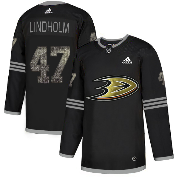Adidas Ducks #47 Hampus Lindholm Black Authentic Classic Stitched NHL Jersey