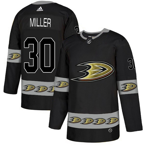 Adidas Ducks #30 Ryan Miller Black Authentic Team Logo Fashion Stitched NHL Jersey
