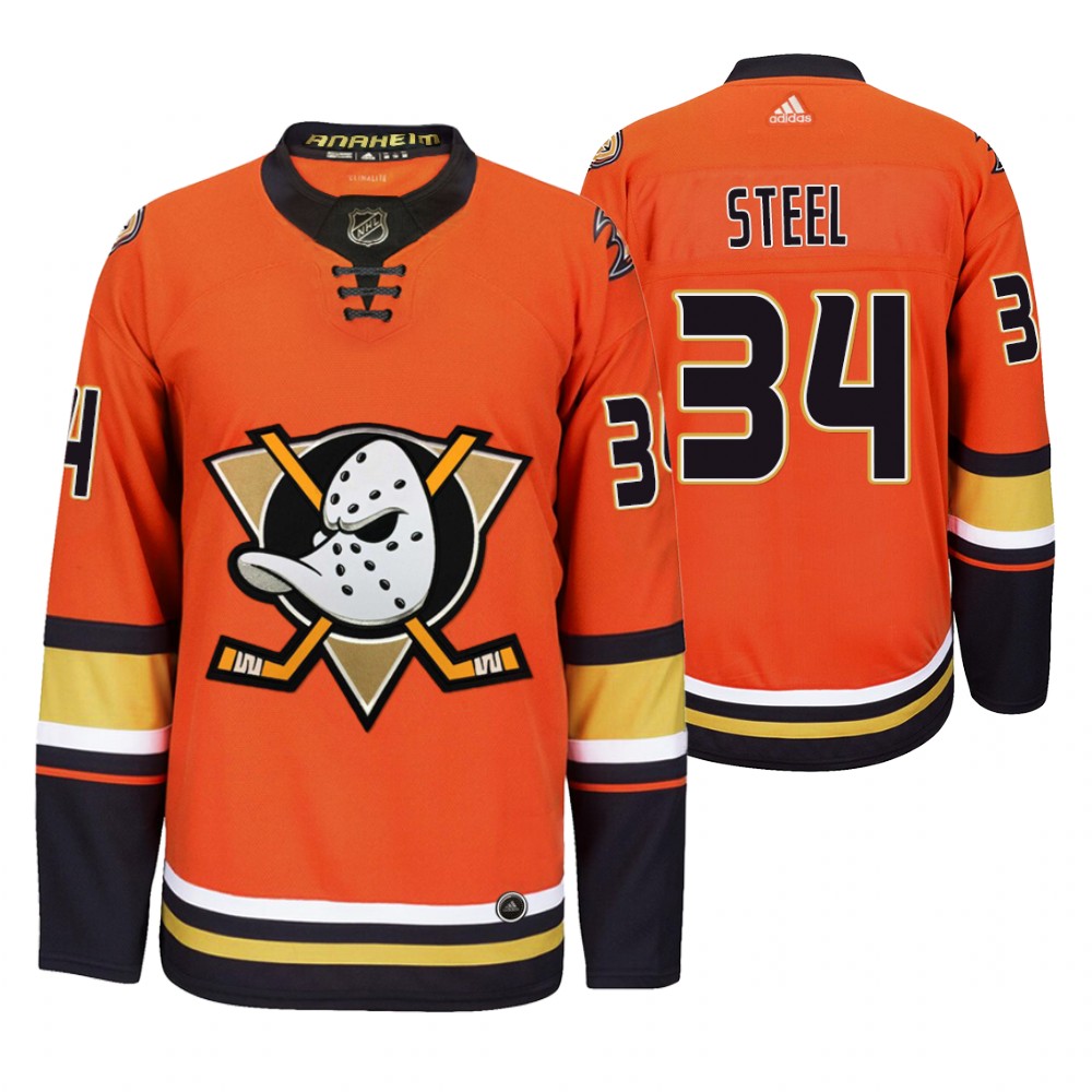 Anaheim Ducks #34 Sam Steel Men's 2019-20 Third Orange Alternate Stitched NHL Jersey