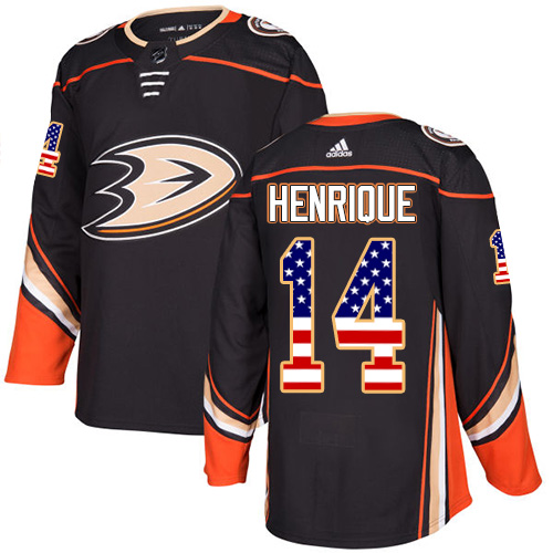 Adidas Ducks #14 Adam Henrique Black Home Authentic USA Flag Stitched NHL Jersey
