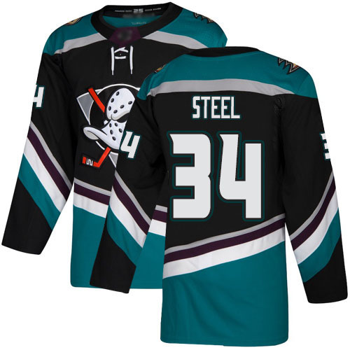 Adidas Ducks #34 Sam Steel Black/Teal Alternate Authentic Stitched NHL Jersey