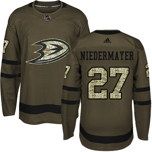 Adidas Ducks #27 Scott Niedermayer Green Salute to Service Stitched NHL Jersey