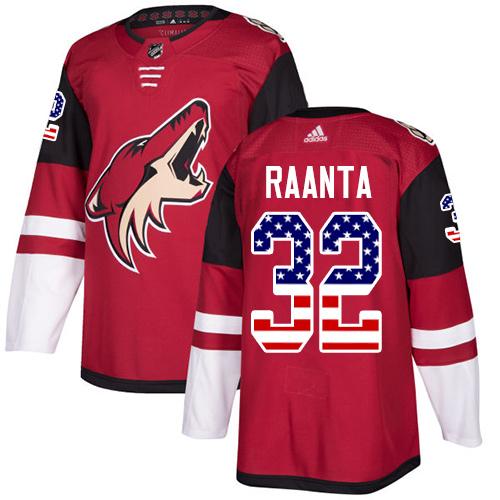 Adidas Coyotes #32 Antti Raanta Maroon Home Authentic USA Flag Stitched NHL Jersey