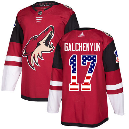 Adidas Coyotes #17 Alex Galchenyuk Maroon Home Authentic USA Flag Stitched NHL Jersey