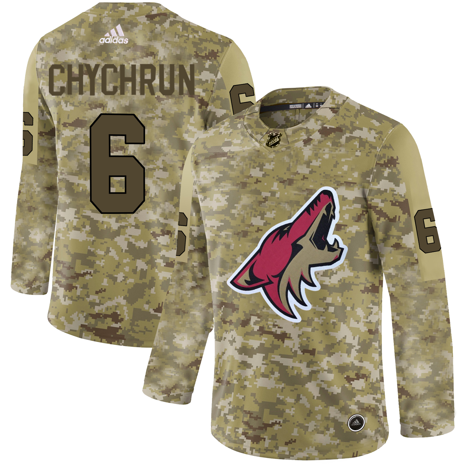 Adidas Coyotes #6 Jakob Chychrun Camo Authentic Stitched NHL Jersey