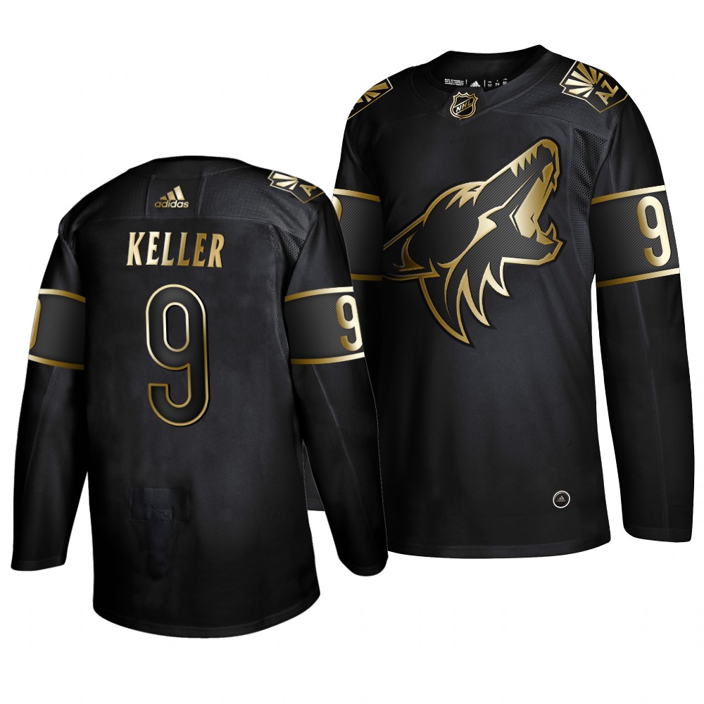 Adidas Coyotes #9 Clayton Keller Men's 2019 Black Golden Edition Authentic Stitched NHL Jersey