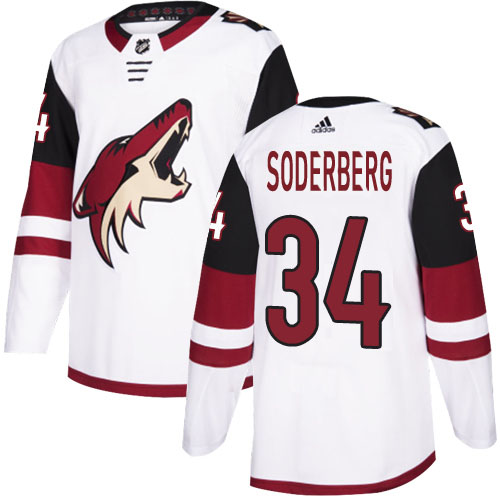 Adidas Coyotes #34 Carl Soderberg White Road Authentic Stitched NHL Jersey