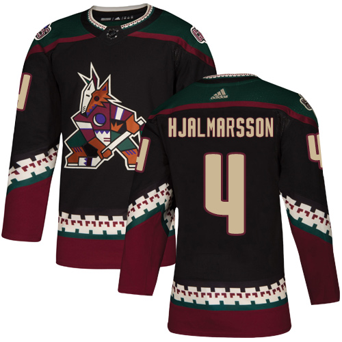 Adidas Coyotes #4 Niklas Hjalmarsson Black Alternate Authentic Stitched NHL Jersey