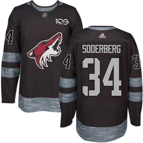 Adidas Coyotes #34 Carl Soderberg Black 1917-2017 100th Anniversary Stitched NHL Jersey