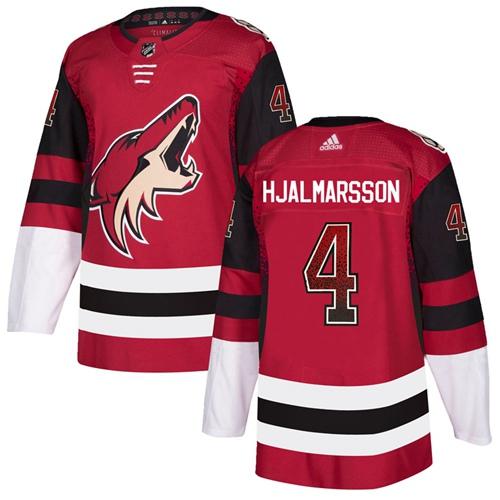 Adidas Coyotes #4 Niklas Hjalmarsson Maroon Home Authentic Drift Fashion Stitched NHL Jersey