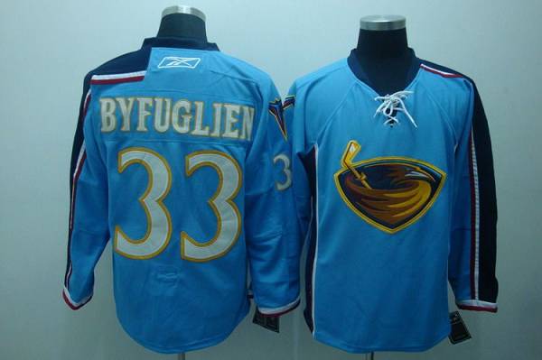 Thrashers #33 Dustin Byfuglien Embroidered Blue NHL Jersey