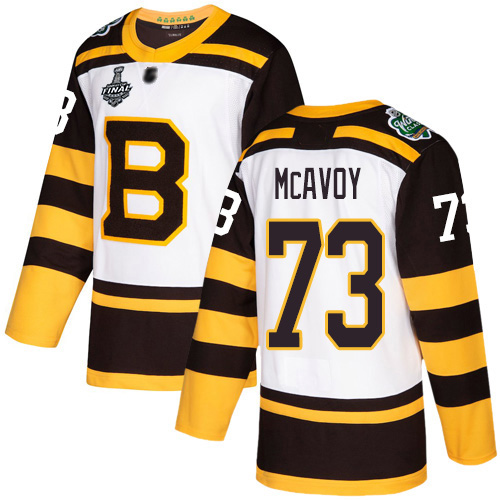 Adidas Bruins #73 Charlie McAvoy White Authentic 2019 Winter Classic Stanley Cup Final Bound Stitched NHL Jersey