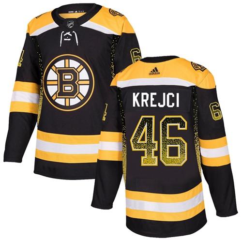 Adidas Bruins #46 David Krejci Black Home Authentic Drift Fashion Stitched NHL Jersey