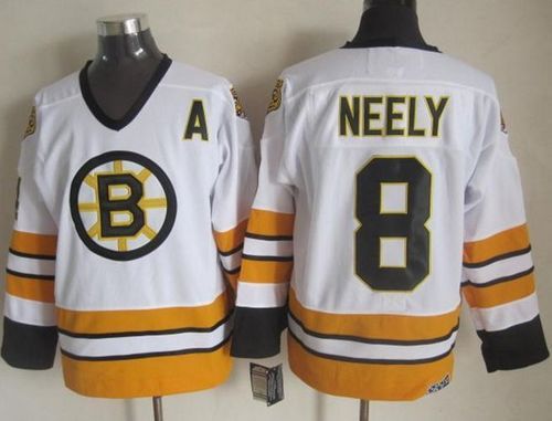 Bruins #8 Cam Neely White/Yellow CCM Throwback Stitched NHL Jersey