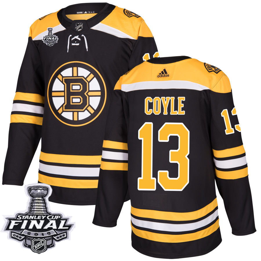 Adidas Bruins #13 Charlie Coyle Black Home Authentic 2019 Stanley Cup Final Stitched NHL Jersey