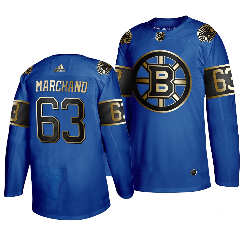 Adidas Bruins #63 Brad Marchand 2019 Father's Day Black Golden Men's Authentic NHL Jersey Royal