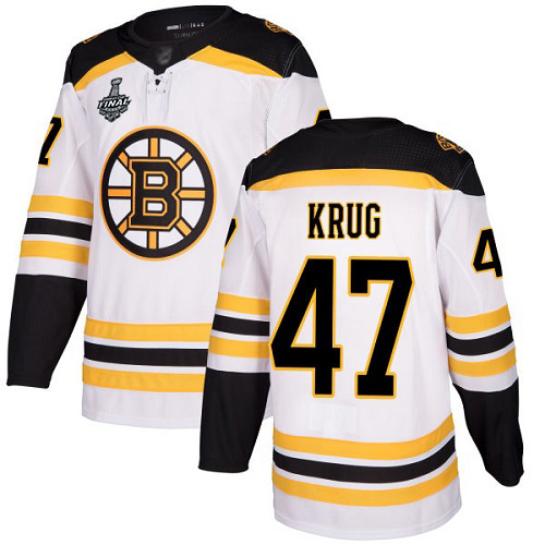 Adidas Bruins #47 Torey Krug White Road Authentic Stanley Cup Final Bound Stitched NHL Jersey
