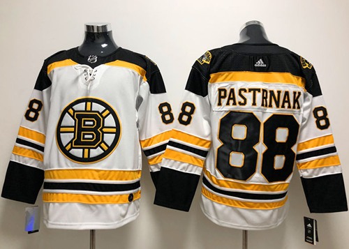 Adidas Bruins #88 David Pastrnak White Road Authentic Stitched NHL Jersey