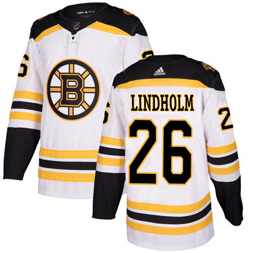 Adidas Bruins #26 Par Lindholm White Road Authentic Stitched NHL Jersey