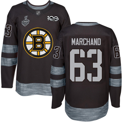 Adidas Bruins #63 Brad Marchand Black 1917-2017 100th Anniversary Stanley Cup Final Bound Stitched NHL Jersey