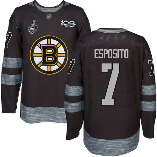 Adidas Bruins #7 Phil Esposito Black 1917-2017 100th Anniversary Stanley Cup Final Bound Stitched NHL Jersey