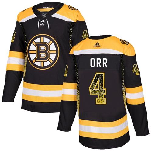 Adidas Bruins #4 Bobby Orr Black Home Authentic Drift Fashion Stitched NHL Jersey