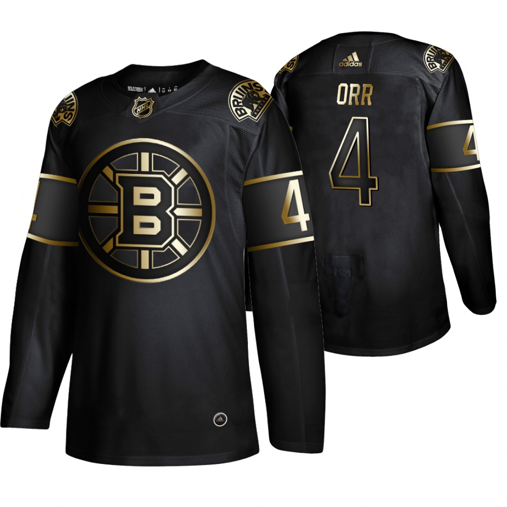 Adidas Bruins #4 Bobby Orr Men's 2019 Black Golden Edition Retired Player Authentic Stitched NHL Jersey