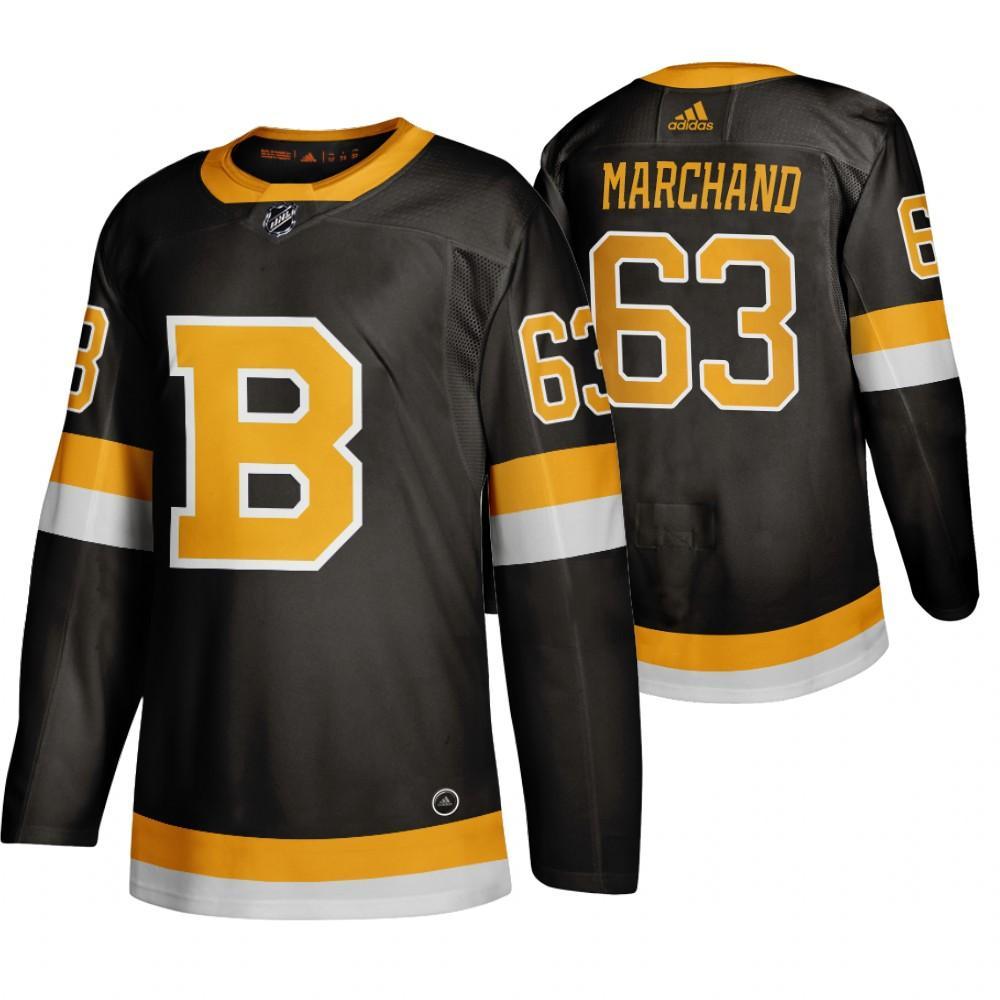 Adidas Boston Bruins #63 Brad Marchand Black 2019-20 Authentic Third Stitched NHL Jersey