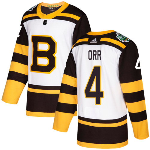 Adidas Bruins #4 Bobby Orr White Authentic 2019 Winter Classic Stitched NHL Jersey