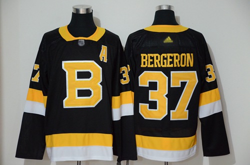 Adidas Bruins #37 Patrice Bergeron Black 2019-20 Authentic Third Stitched NHL Jersey