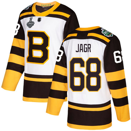 Adidas Bruins #68 Jaromir Jagr White Authentic 2019 Winter Classic Stanley Cup Final Bound Stitched NHL Jersey