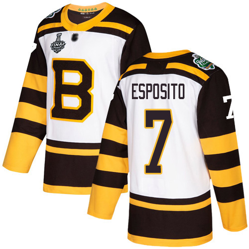 Adidas Bruins #7 Phil Esposito White Authentic 2019 Winter Classic Stanley Cup Final Bound Stitched NHL Jersey
