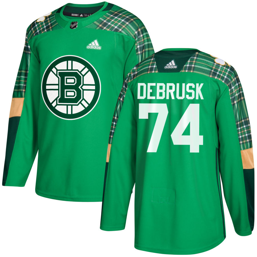 Adidas Bruins #74 Jake DeBrusk adidas Green St. Patrick's Day Authentic Practice Stitched NHL Jersey