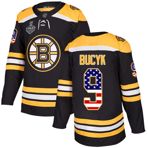 Adidas Bruins #9 Johnny Bucyk Black Home Authentic USA Flag Stanley Cup Final Bound Stitched NHL Jersey