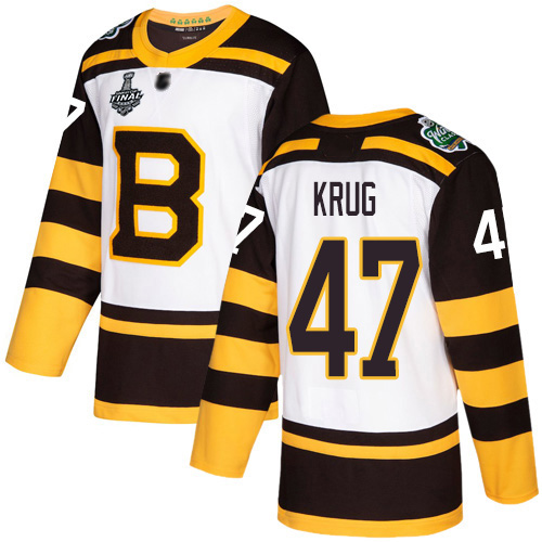 Adidas Bruins #47 Torey Krug White Authentic 2019 Winter Classic Stanley Cup Final Bound Stitched NHL Jersey