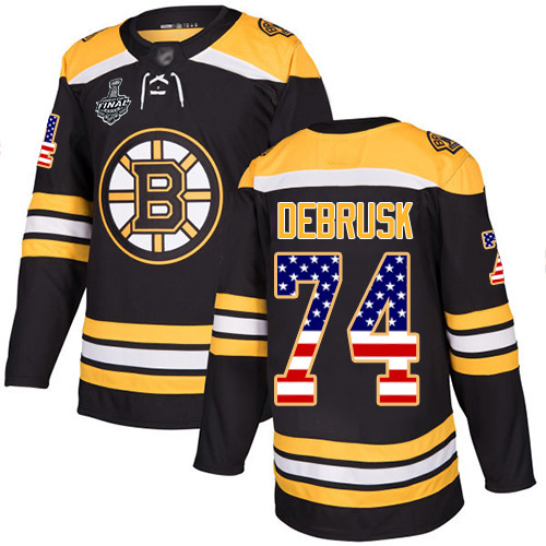 Adidas Bruins #74 Jake DeBrusk Black Home Authentic USA Flag Stanley Cup Final Bound Stitched NHL Jersey