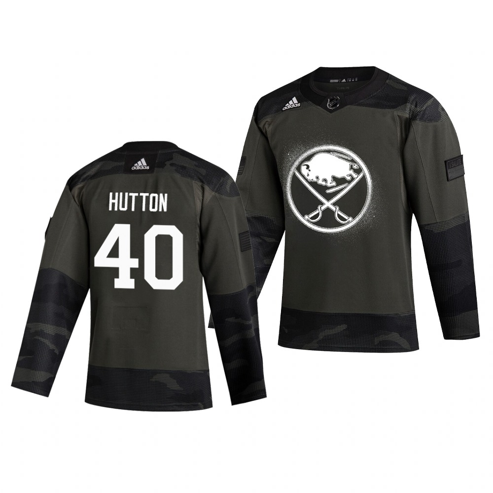 Buffalo Sabres #40 Carter Hutton Adidas 2019 Veterans Day Men's Authentic Practice NHL Jersey Camo