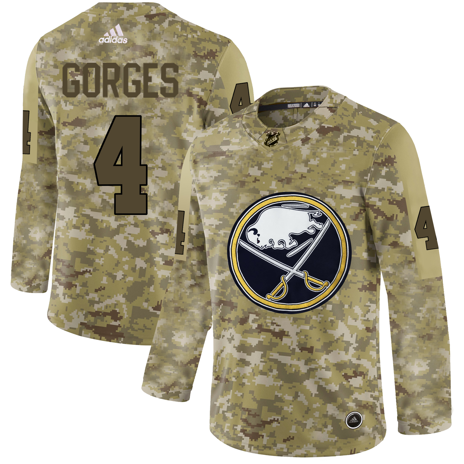 Adidas Sabres #4 Josh Gorges Camo Authentic Stitched NHL Jersey