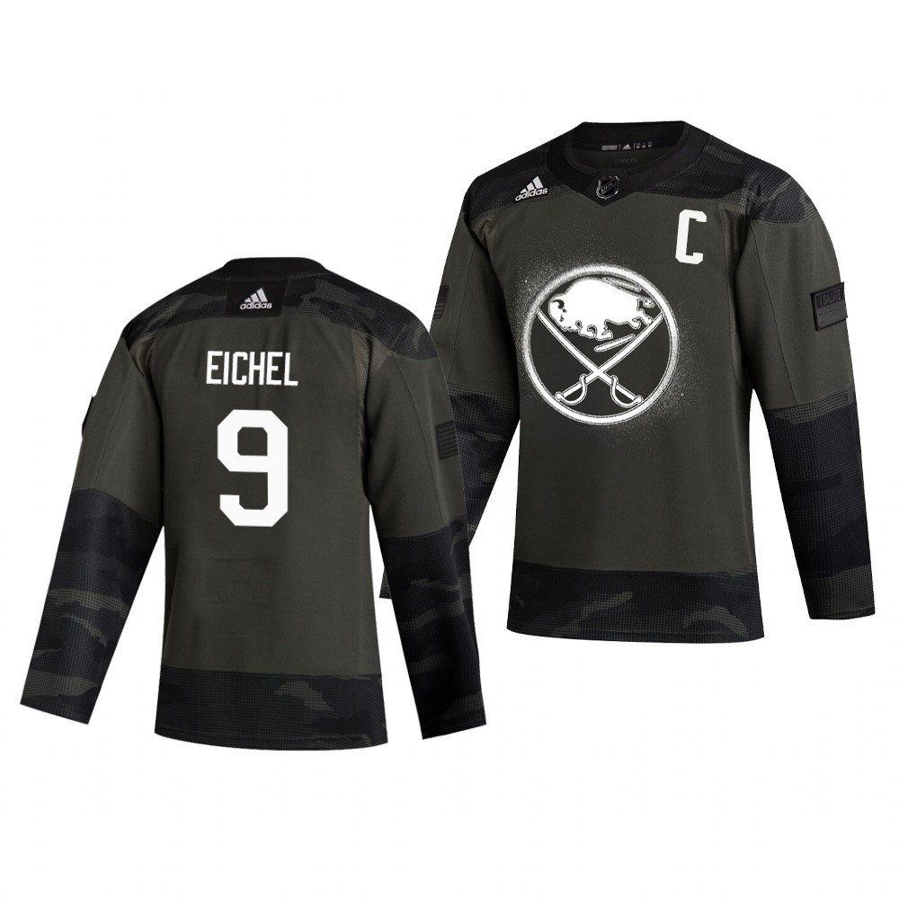Buffalo Sabres #9 Jack Eichel Adidas 2019 Veterans Day Men's Authentic Practice NHL Jersey Camo