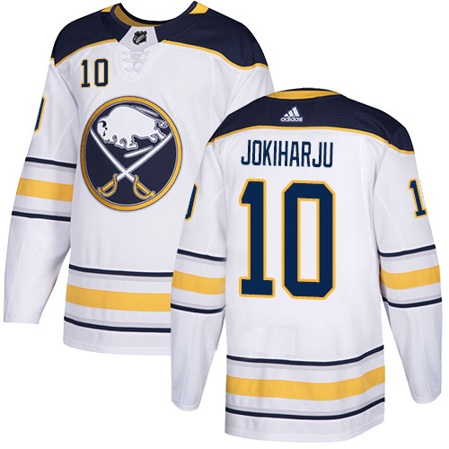 Adidas Sabres #10 Henri Jokiharju White Road Authentic Stitched NHL Jersey