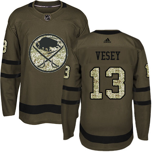 Adidas Sabres #13 Jimmy Vesey Green Salute to Service Stitched NHL Jersey