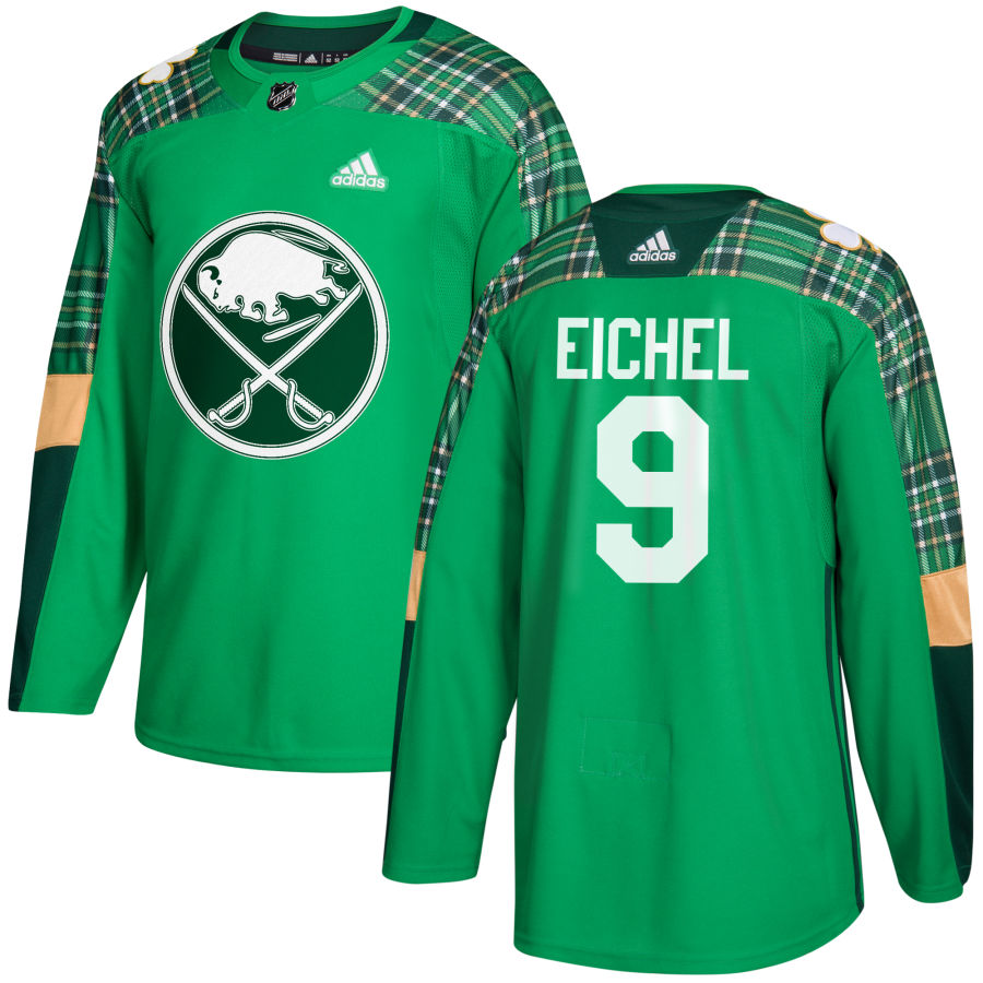 Adidas Sabres #9 Jack Eichel adidas Green St. Patrick's Day Authentic Practice Stitched NHL Jersey