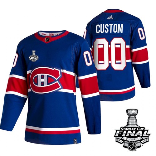 Men's Montreal Canadiens Active Player Custom 2021 Blue Stanley Cup Final Stitched Jersey