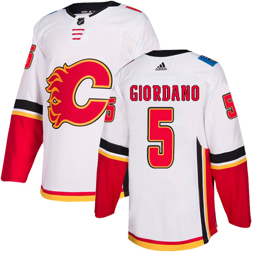 Adidas Flames #5 Mark Giordano White Road Authentic Stitched NHL Jersey