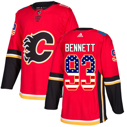 Adidas Flames #93 Sam Bennett Red Home Authentic USA Flag Stitched NHL Jersey
