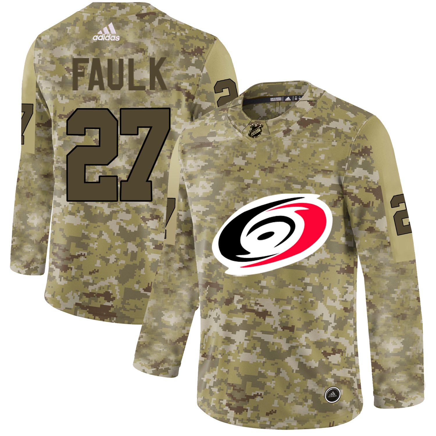Adidas Hurricanes #27 Justin Faulk Camo Authentic Stitched NHL Jersey