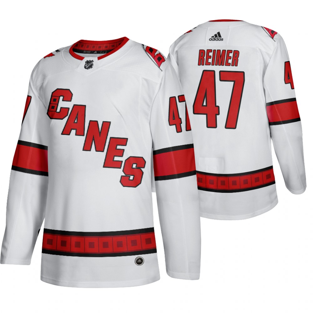 Carolina Hurricanes #47 James Reimer Men's 2019-20 Away Authentic Player White Stitched NHL Jersey