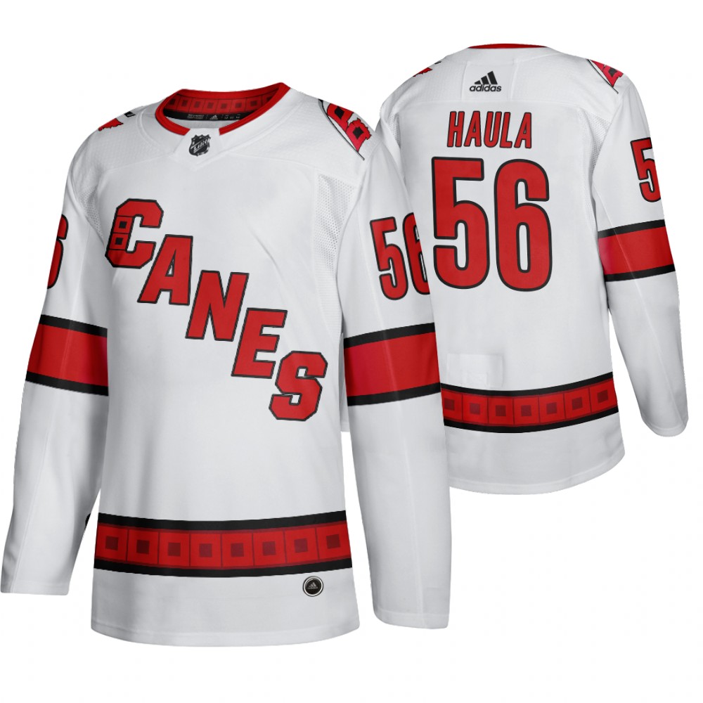 Carolina Hurricanes #56 Erik Haula Men's 2019-20 Away Authentic Player White Stitched NHL Jersey
