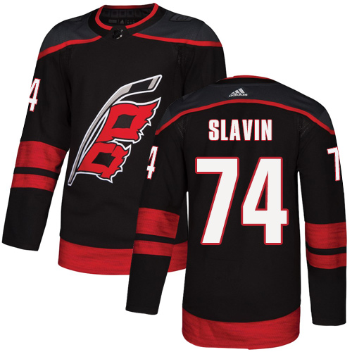 Adidas Hurricanes #74 Jaccob Slavin Black Alternate Authentic Stitched NHL Jersey