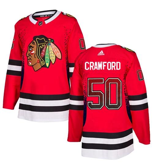 Adidas Blackhawks #50 Corey Crawford Red Home Authentic Drift Fashion Stitched NHL Jersey